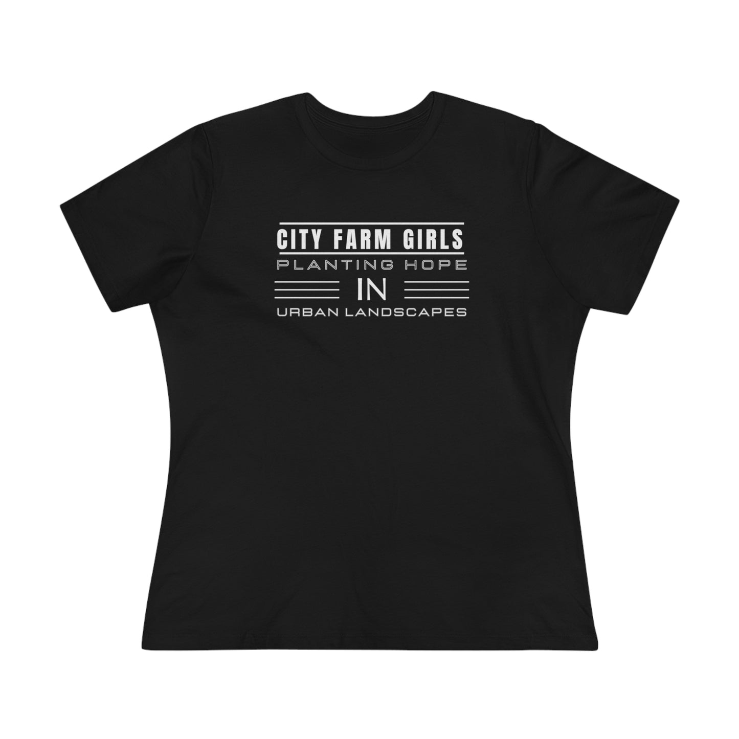 City Farm Girls, Planting Hope in Urban Landscapes, Black ,Women's Cotton T-Shirt