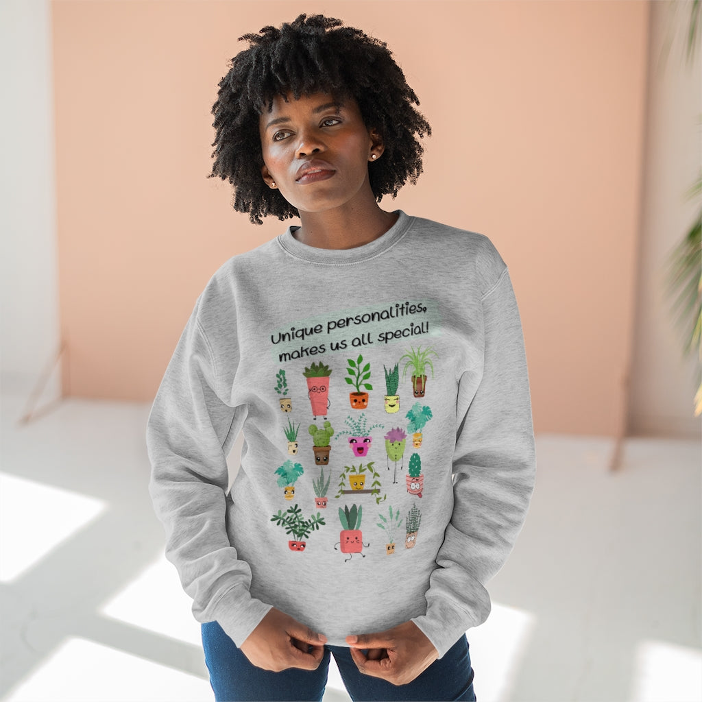 Unique Personalities, Makes us all special - Black & White Unisex Premium Crewneck Sweatshirt