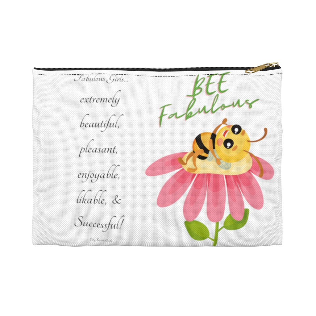 Bee Fabulous White Durable Accessory Pouch