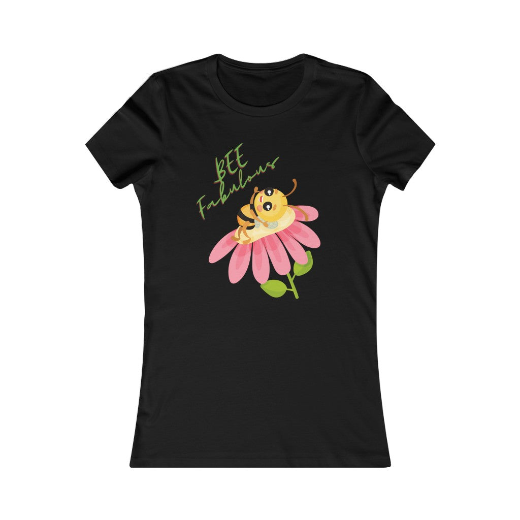 "Bee Fabulous"- Black, Slim Fit, Longer Body Length Tee