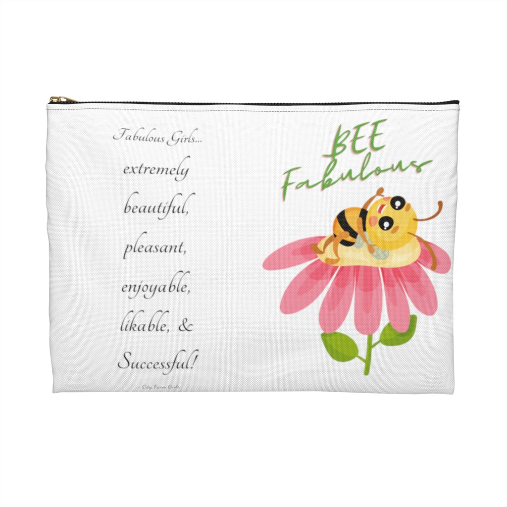 Bee Fabulous White Durable Accessory Pouch