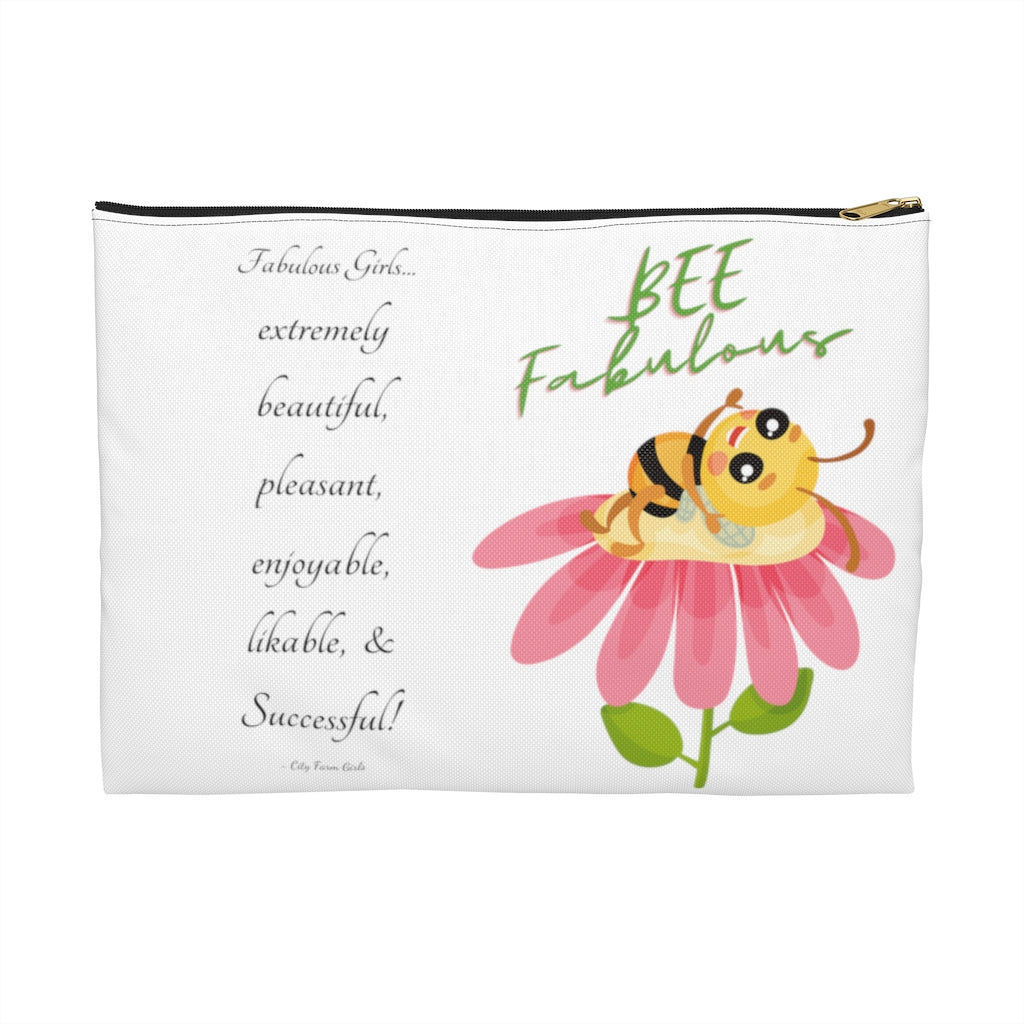 Bee Fabulous White Durable Accessory Pouch