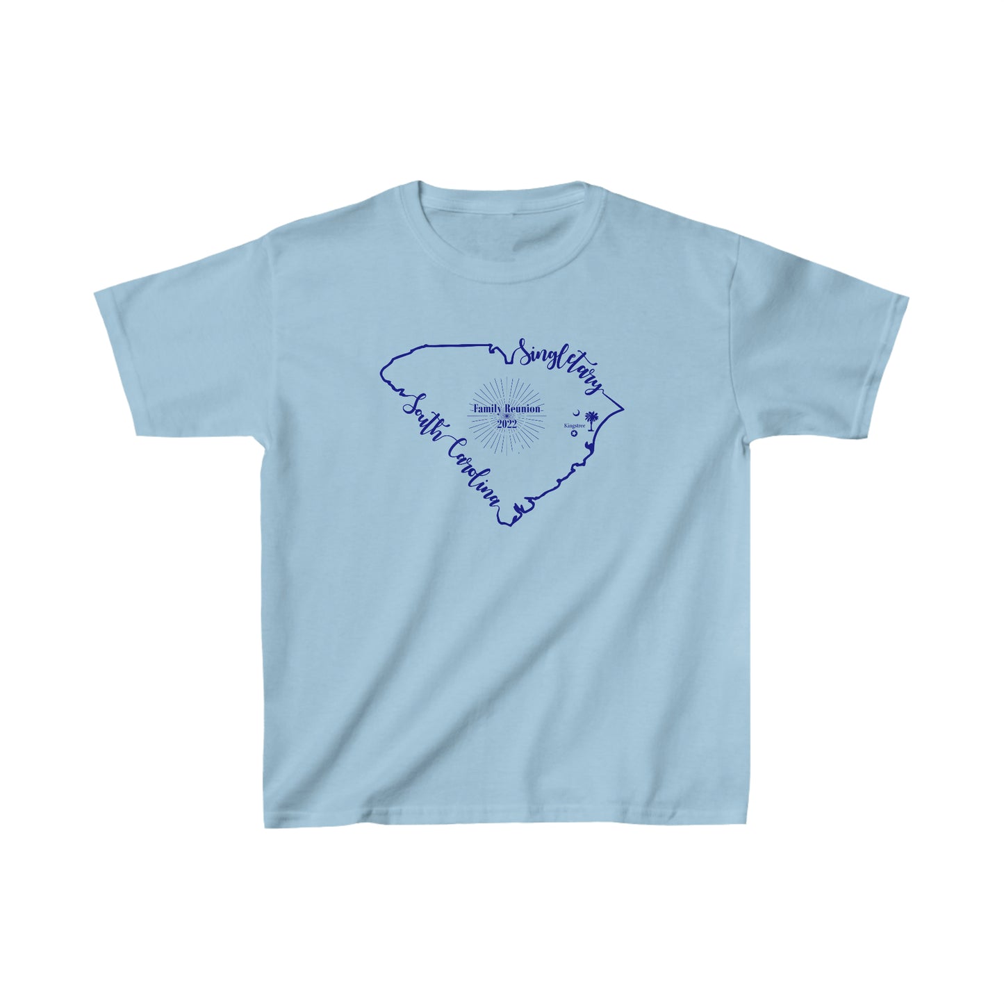 Singletary Family Reunion 2022, LT BLU, BLU Writing, Youth  Heavy Cotton Tee