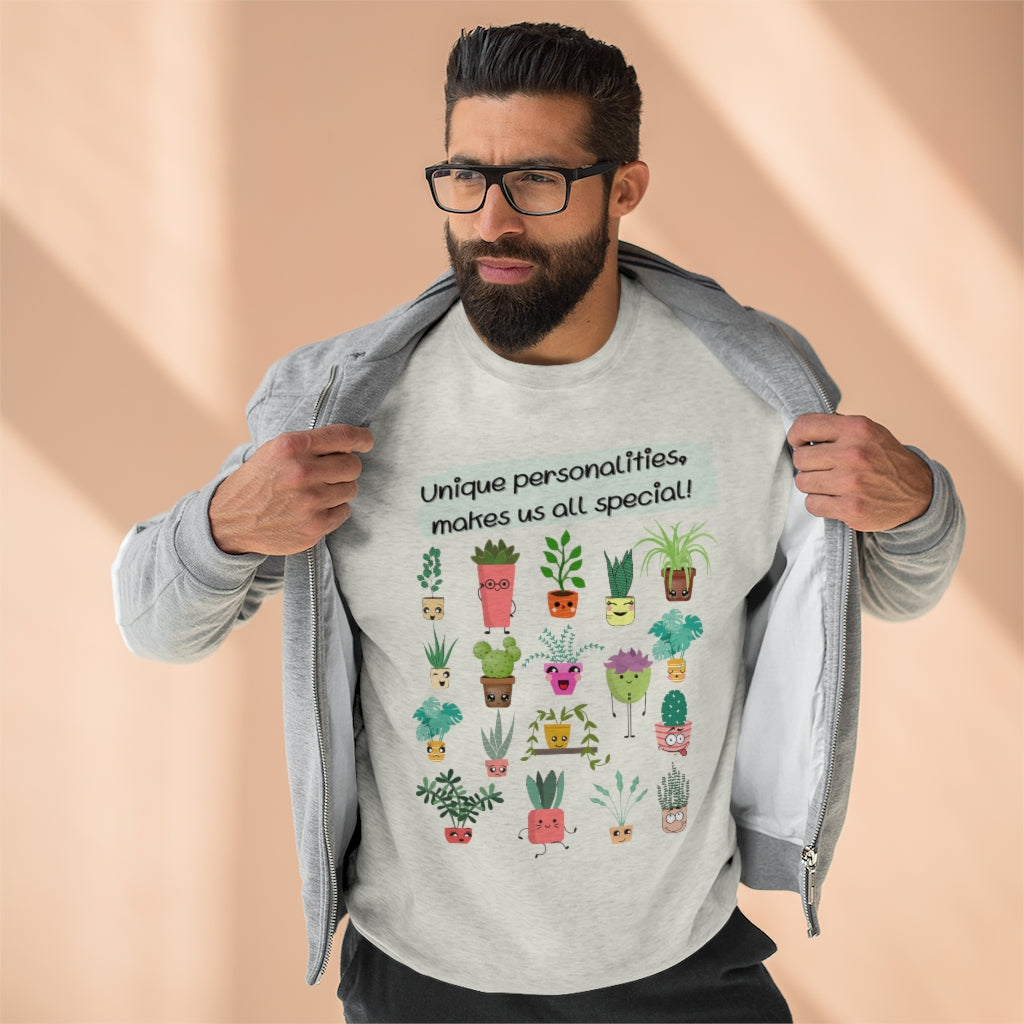 Unique Personalities, Makes us all special - Black & White Unisex Premium Crewneck Sweatshirt