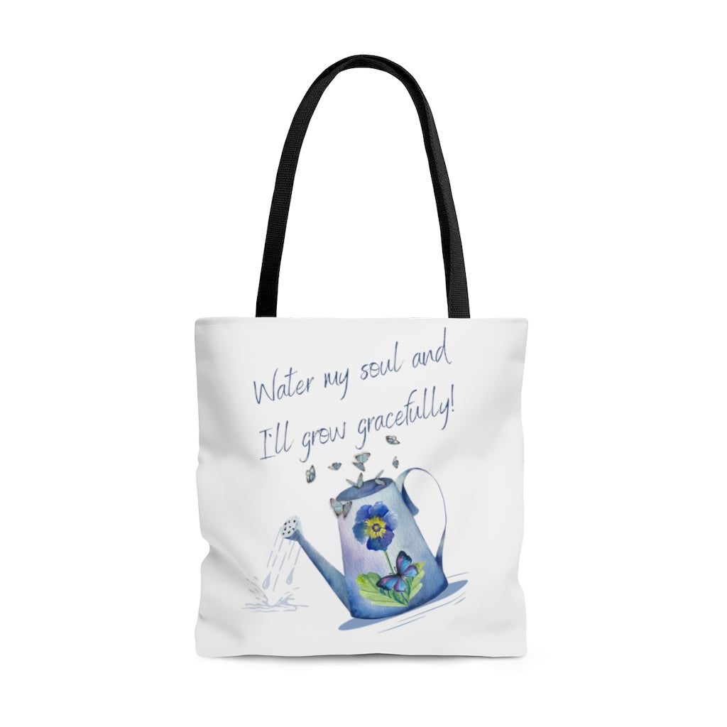 "Water my Soul: - White, All-Over Print, Tote Bag