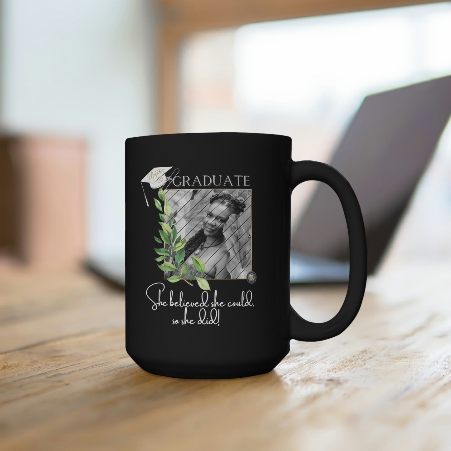 RSB 2023 Grad, "She dream!, believe, achieve!  Black Mug 15oz